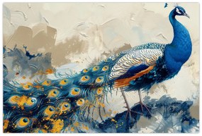 Obraz - Páv, maľba (90x60 cm)