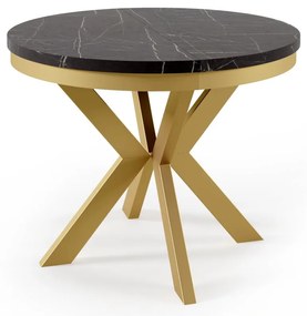 OKRÚHLY ROZKLADACÍ STÔL HAROLD S OBRÚČOU 100 / 176 cm ZLATÝ