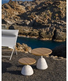 Okrúhly konferenčný stolík s doskou z akácie v bielo-prírodnej farbe ø 55 cm Saura – Kave Home