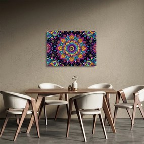 Sklenený obraz - Kaleidoskopická mandala (70x50 cm)
