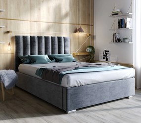 SOFIA 180X200 ČALÚNENÁ MANŽELSKÁ POSTEĽ TMAVO ŠEDÁ LÁTKA S ÚLOŽNÝM PRIESTOROM