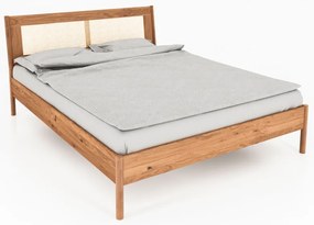 Dvojlôžková posteľ z dubového dreva s ratanovým čelom 160x200 cm Pola - The Beds