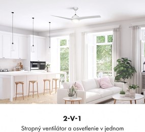 Klarstein Figo, stropný ventilátor, 52", 55 W, stropná lampa, 2 x 42 W, diaľkový ovládač, biely