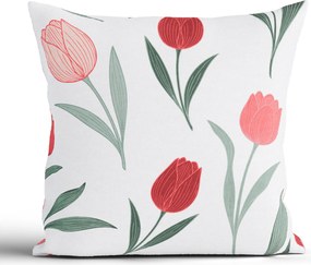 Bavlnená obliečka na vankúš Renforcé 40 × 40 cm - Kvety tulipánov červené