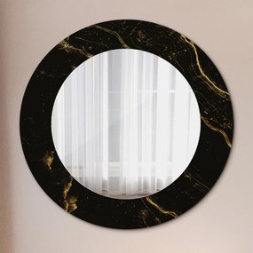 Okrúhle ozdobné zrkadlo na stenu Čierny mramor fi 50 cm