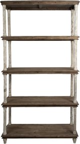 Bielo-hnedý antik drevený konzolový regál Bookrino - 110*40*210 cm