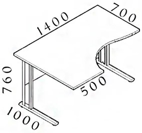 Ergonomický stôl Visio 140 x 100 cm, ľavý, biela