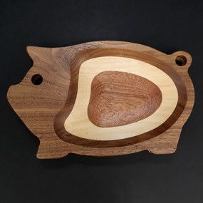 AMADEA Drevená miska mozaika v tvare ošípanej, masívne drevo, 3 druhy drevín, rozmer 20x12,50x2,50 cm