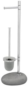 WENKO 19494100 - WC kefa PEBBLE STONE 23,5x70 cm lesk. chróm/šedá/satinovaný