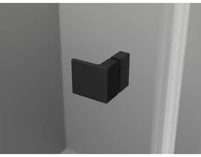 Mexen Lunar, L pravý výklopný päťuholníkový sprchový kút 100 x 90 cm, 8mm číre sklo, čierny profil, 831L-100P-090L-70-00-P