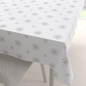 Biante Teflónový obdĺžnikový obrus TF-112 Vianočné sivé vločky na bielom 60x100 cm