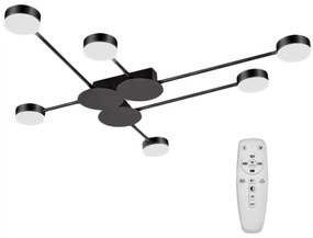 Toolight Toolight, LED stropné svietidlo 6-ramenné APP521-6C + diaľkové ovládanie, čierna, OSW-08463