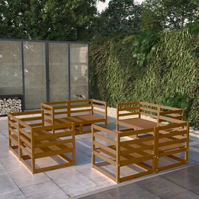 8-dielna záhradná sedacia súprava medovohnedá borovicový masív