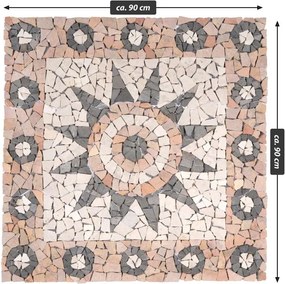 Mramorová mozaika, motív kvetina, 90 x 90 cm