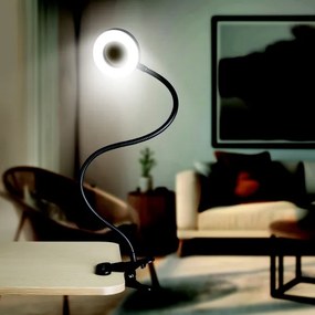 Solight WO66-B- LED Stmievateľná stolová lampa s klipom LED/8W/230V 3000/4000/5000K čierna