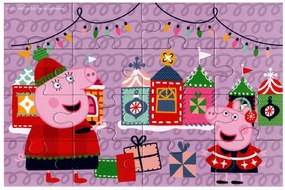 Detské puzzle 4v1 PRASIATKO PEPPA a vianočná nálada, 19x29 cm