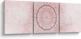 Obraz - Ružová mandala (s hodinami) (90x30 cm)