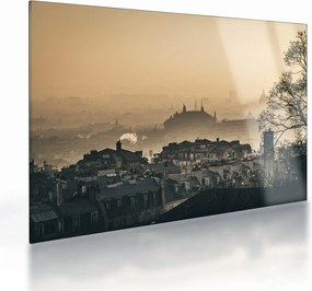 Sklenený obraz - Mesto pod hmlou (70x50 cm)