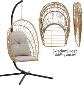 CH ERIS BROWN SKLADACIA ZÁVESNÁ STOLIČKA, VANKÚŠ – ŠEDÁ, RÁM – ČIERNY