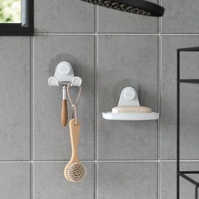 Biela nádobka na mydlo z recyklovaného plastu bez vŕtania Flex – Umbra