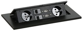 Stôl PRIMO INFINITY 2000 x 900 x 750, dub prírodný + 2x stolná zásuvka TYP III, čierna