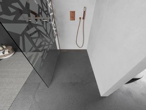 Mexen Kioto L, sprchová zástena Walk-In 110 x 200 cm, 8mm číre sklo biely vzor, medený matný profil, 800-110-103-65-85