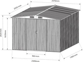 Záhradný domček BestBerg BBSH-608A / 5,3 m² / 205 x 257 x 202 cm / antracitová/biela