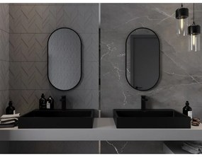 Mexen Loft, oválne kúpeľňové zrkadlo 75 x 40 cm, farba rámu čierna matná, 9851-075-040-000-70