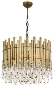 Luster na reťazi CRYSTALLINE, 6xE27/40W/230V, priemer 40 cm, mosadz