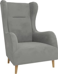 Svetlosivé zamatové kreslo ušiak Carole – Ropez