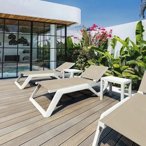 RIO PRO záhradné lehátko white/taupe