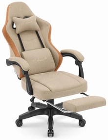 Pohodlná herná a kancelárska stolička HC-1015 s podnožkou - béžová