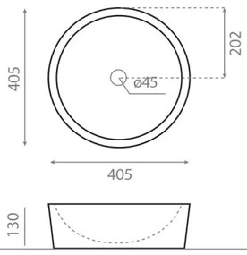 Bathco 00308 - Umývadlo na dosku DUAL pr. 40,5 cm kameň/sivá