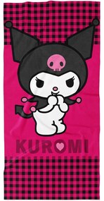 Bavlnená plážová osuška Kuromi – motív Malý diablik - 100% bavlna - 70 x 140 cm