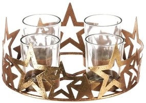 Adventný svietnik s kalíškami Hviezda, kov, zlatá, 18 x 18 x 8 cm