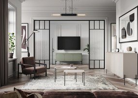 Komoda Sonatia 200 cm - kašmírová / čierna
