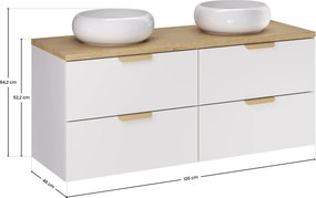 Závěsná skříňka pod umyvadlo Aster Nordic Wiki s deskou 120 cm bílá/dub cremona