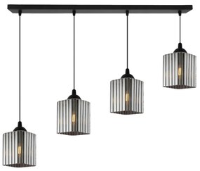 Závesné svietidlo Riffle Square, 4x grafitové sklenené tienidlo, b