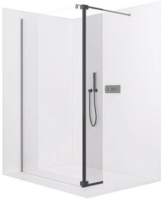 CERANO - Prídavný panel k sprchovej zástene Onyx - čierna matná, transparentné sklo - 30x200 cm, CER-CER-537352