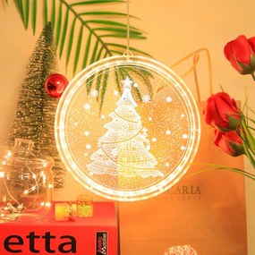 LED svetelná ozdoba na okno CHRISTMAS TREE II kruhová biela