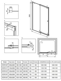 Deante Kerria Plus, posuvné sprchové dvere 140x200 cm, 6mm číre sklo, čierny profil, DEA-KTSPN14P