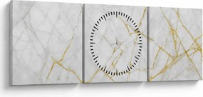 Obraz - Bielo-zlatý mramor (s hodinami) (90x30 cm)