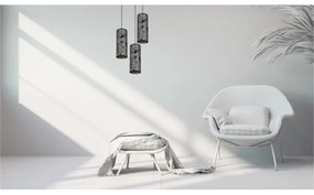 Luster na lanku AVALO 3xE27/60W/230V pr. 35 cm šedá/čierna