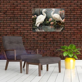 Obraz - Žeriavy biely (70x50 cm)