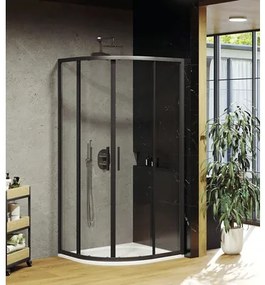 Sprchový kút s rohovým vstupom RAVAK Blix Slim 90 cm farba rámu čierna dekor skla číre sklo X3BM70300Z1
