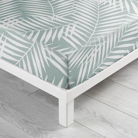 Bielo-zelená napínacia bavlnená plachta 90x190 cm Botania – douceur d'intérieur
