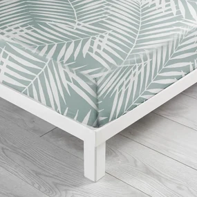 Bielo-zelená napínacia bavlnená plachta 90x190 cm Botania – douceur d'intérieur