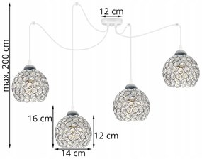 Závesné svietidlo Crystal Spider, 4x strieborné krištáľové tienidlo, (chrómové uchytenie), w