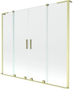 Mexen Velar L Duo, 2-krídlová posuvná vaňová zástena 180 x 150 cm, 8mm číre sklo, zlatá matná, 896-180-003-02-55