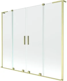 Mexen Velar L Duo, 2-krídlová posuvná vaňová zástena 180 x 150 cm, 8mm číre sklo, zlatá matná, 896-180-003-02-55
